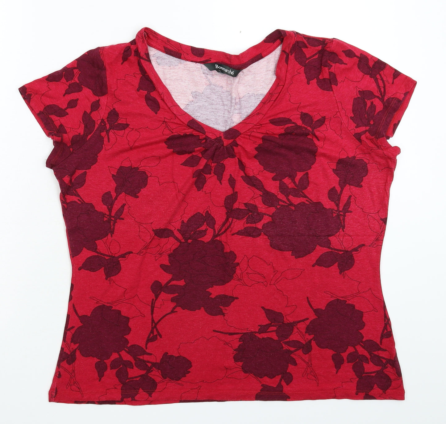 Bonmarché Womens Red Floral  Basic T-Shirt Size 18