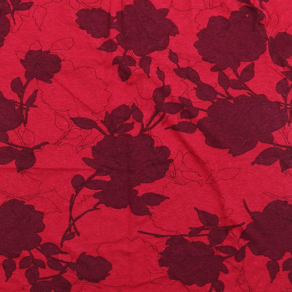 Bonmarché Womens Red Floral  Basic T-Shirt Size 18