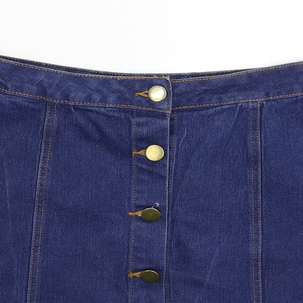 Boohoo Womens Blue  Denim A-Line Skirt Size 12