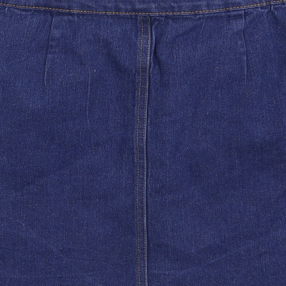 Boohoo Womens Blue  Denim A-Line Skirt Size 12
