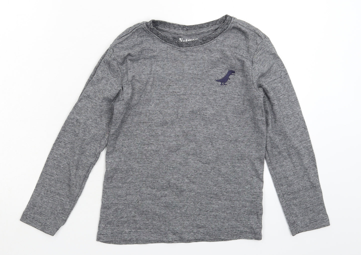 Nutmeg Boys Grey Striped  Basic T-Shirt Size 8-9 Years