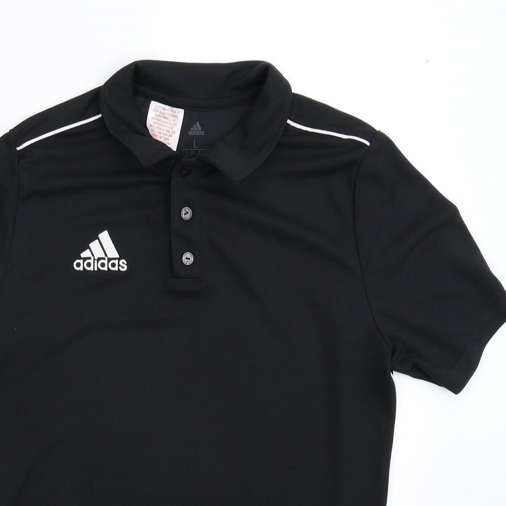 adidas Boys Black   Jersey Polo Size 13-14 Years