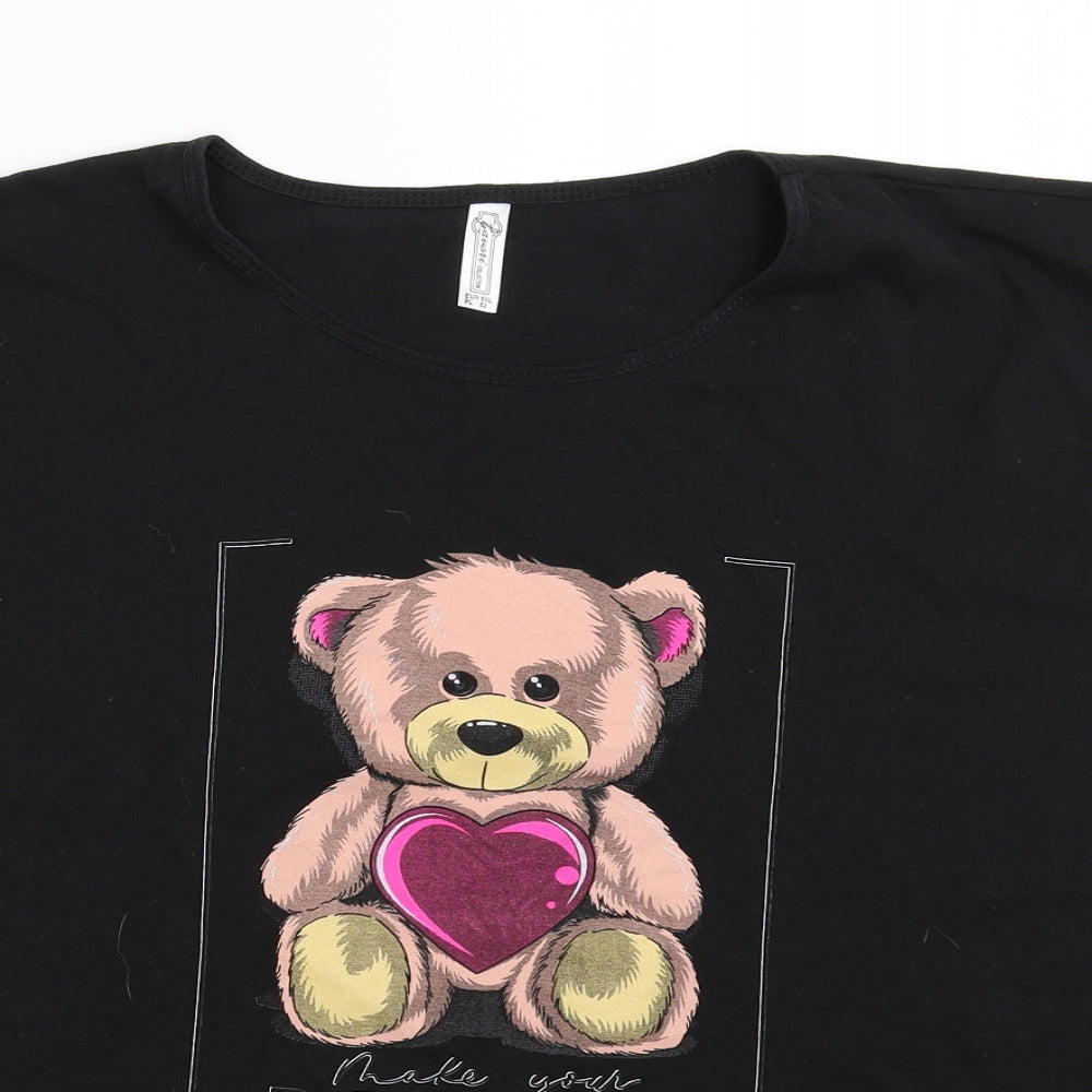 Savari Womens Black   Basic T-Shirt Size 22