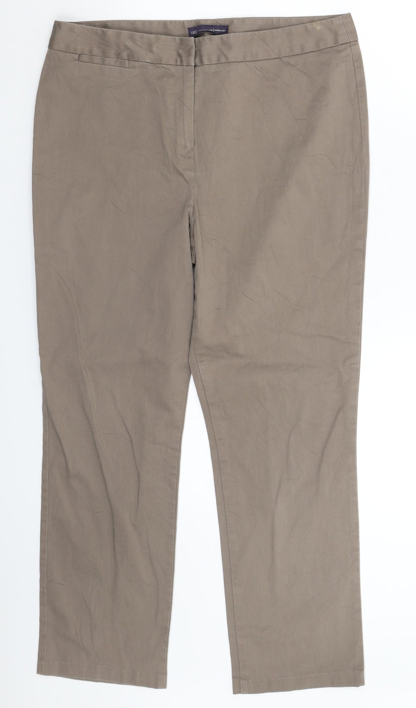 Marks and Spencer Womens Grey   Chino Trousers Size 14 L27 in