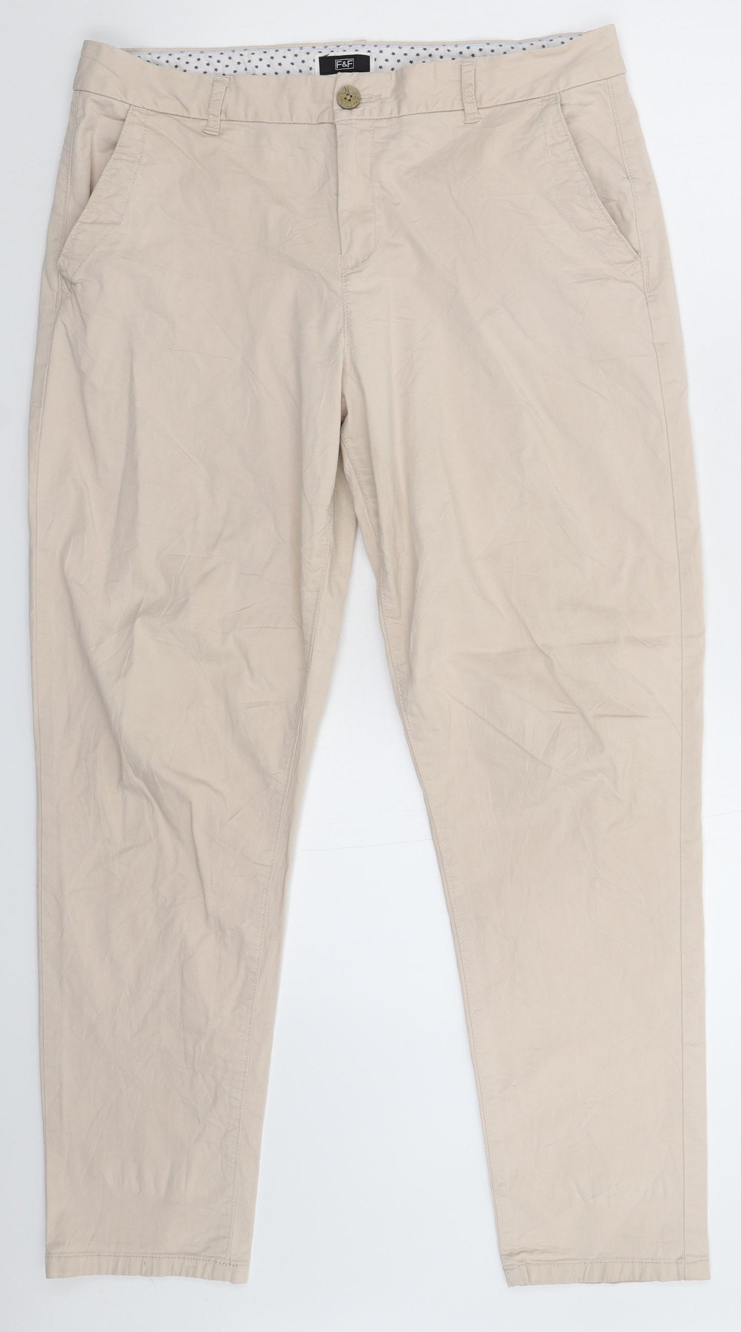 F&F Womens Beige   Chino Trousers Size 12 L29 in