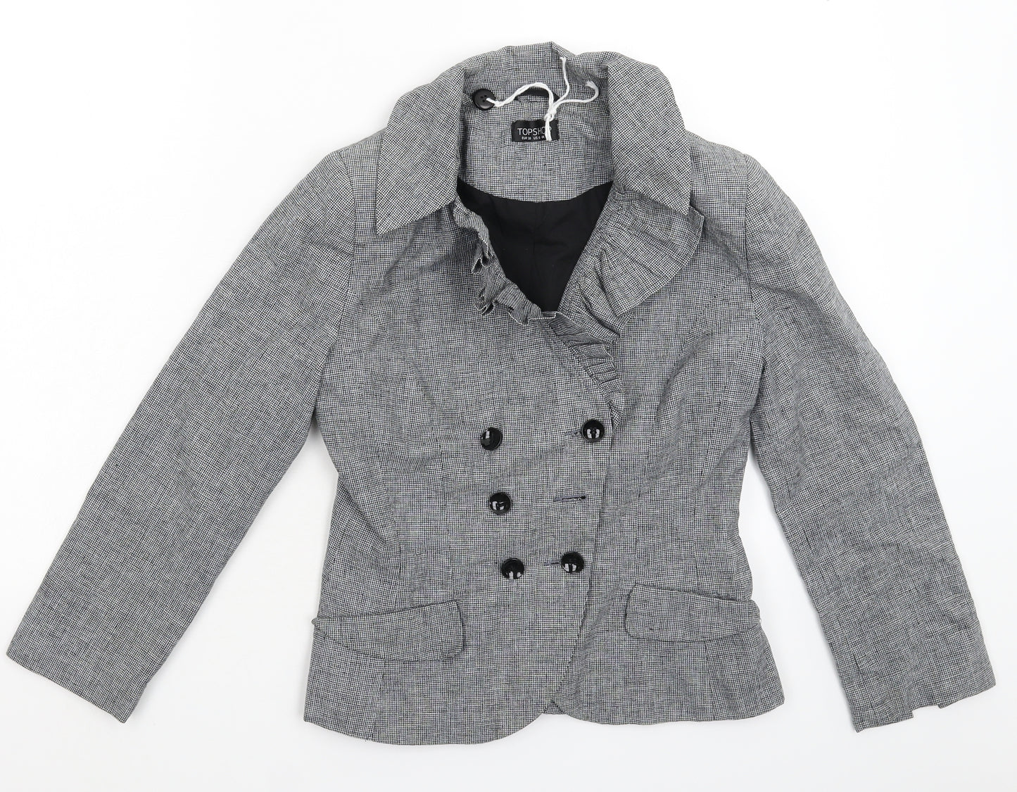 Topshop Womens Grey Houndstooth  Jacket Blazer Size 10