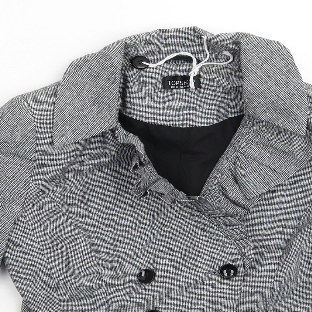 Topshop Womens Grey Houndstooth  Jacket Blazer Size 10