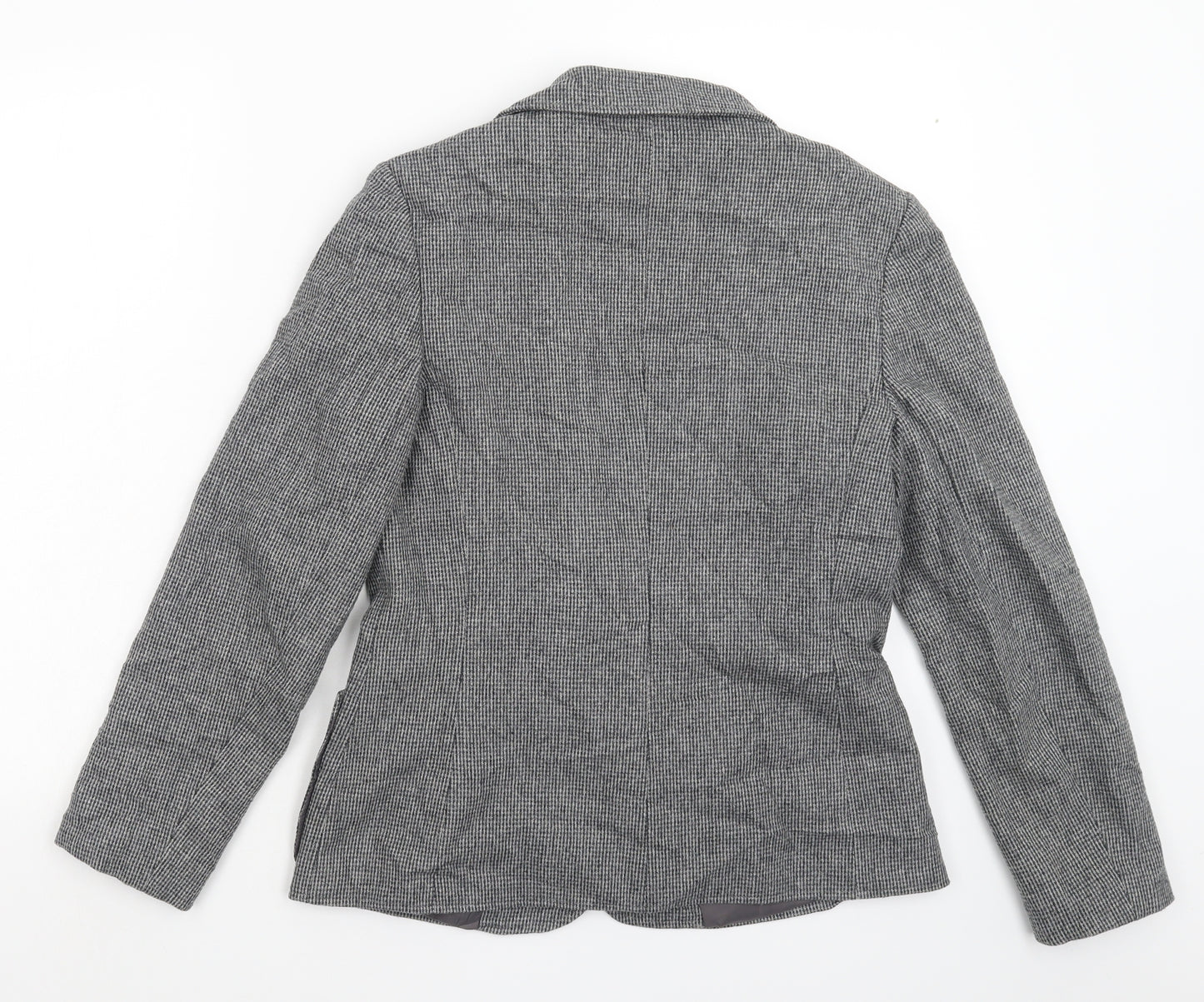 Preworn Womens Grey Houndstooth  Jacket Blazer Size 12