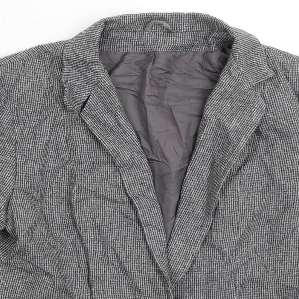 Preworn Womens Grey Houndstooth  Jacket Blazer Size 12
