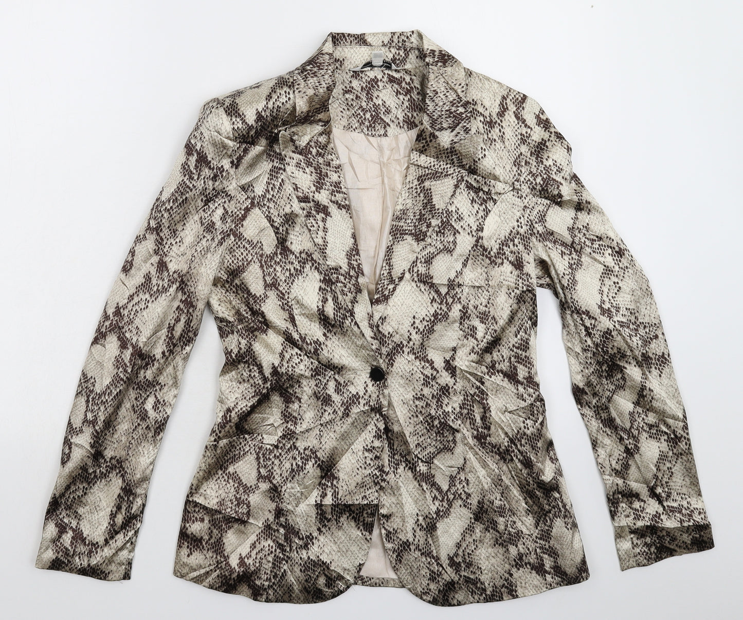 New Look Womens Grey Animal Print  Jacket Blazer Size 12