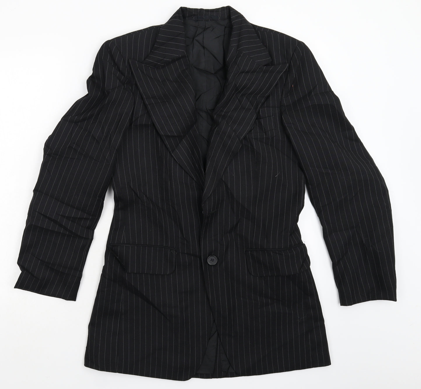 Hepworths Mens Black Striped  Jacket Suit Jacket Size 36