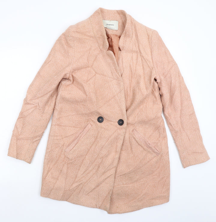 Stradivarius Womens Beige Pea Coat Coat Size S