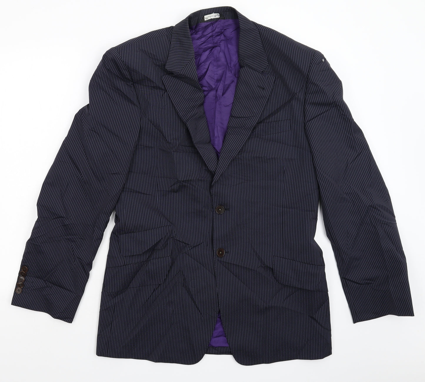 Paul Smith Mens Blue Striped  Jacket Suit Jacket Size 40