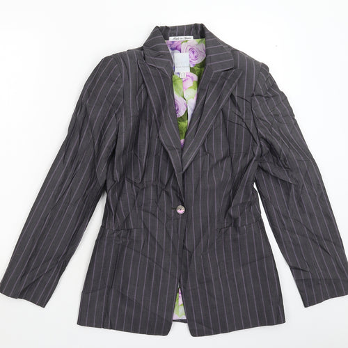 Luis Civit Womens Grey Striped  Jacket Suit Jacket Size 8