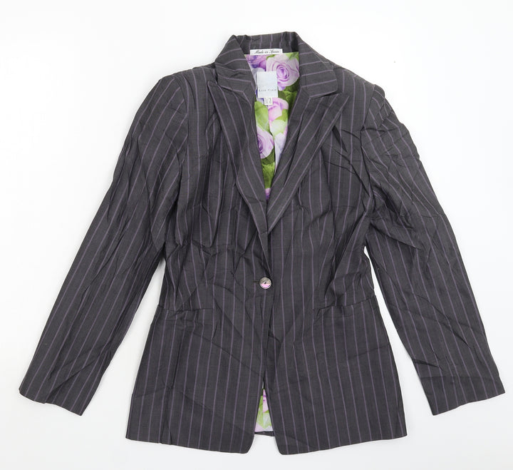 Luis Civit Womens Grey Striped  Jacket Suit Jacket Size 8