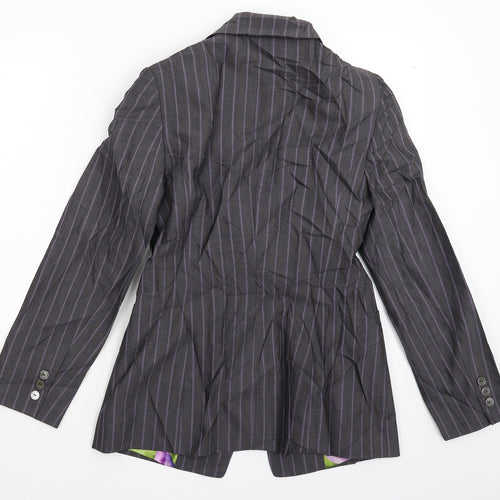 Luis Civit Womens Grey Striped  Jacket Suit Jacket Size 8
