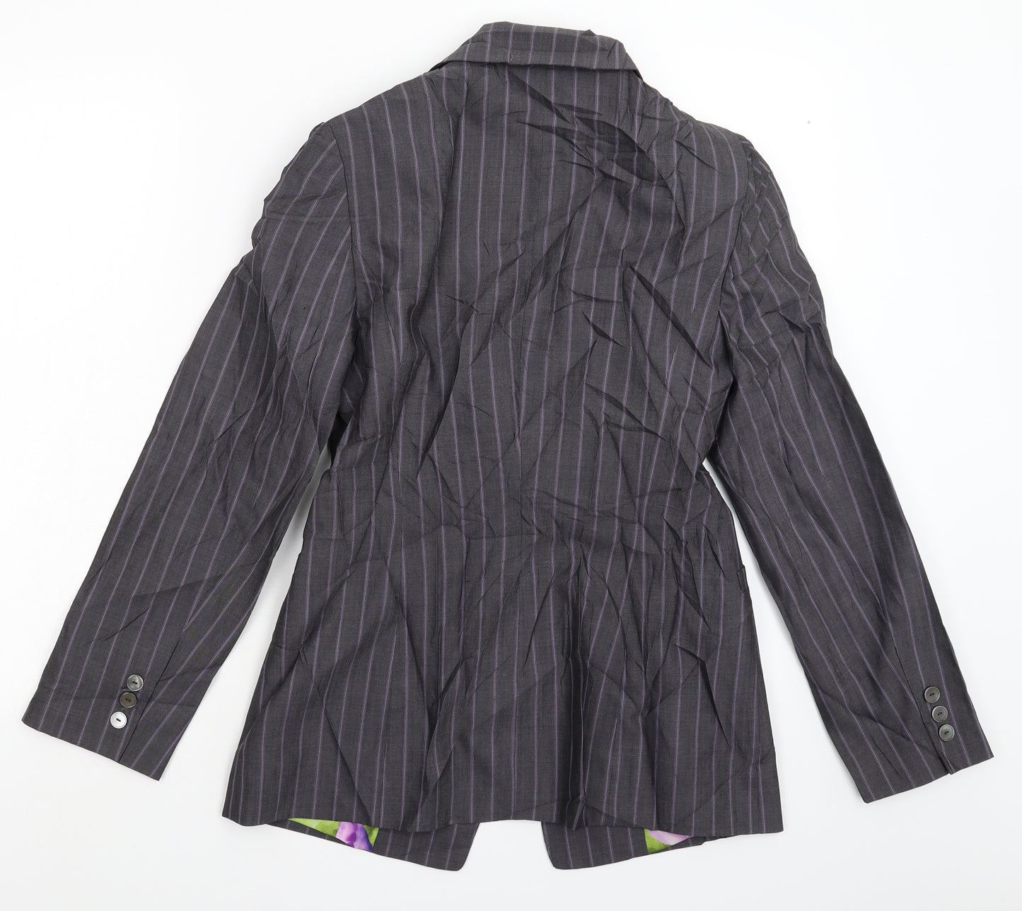 Luis Civit Womens Grey Striped  Jacket Suit Jacket Size 8