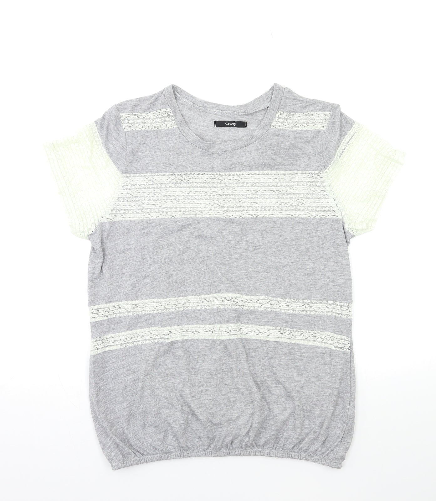 George Womens Grey Striped  Basic T-Shirt Size 16