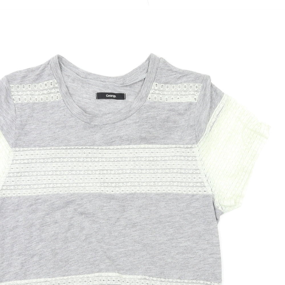 George Womens Grey Striped  Basic T-Shirt Size 16