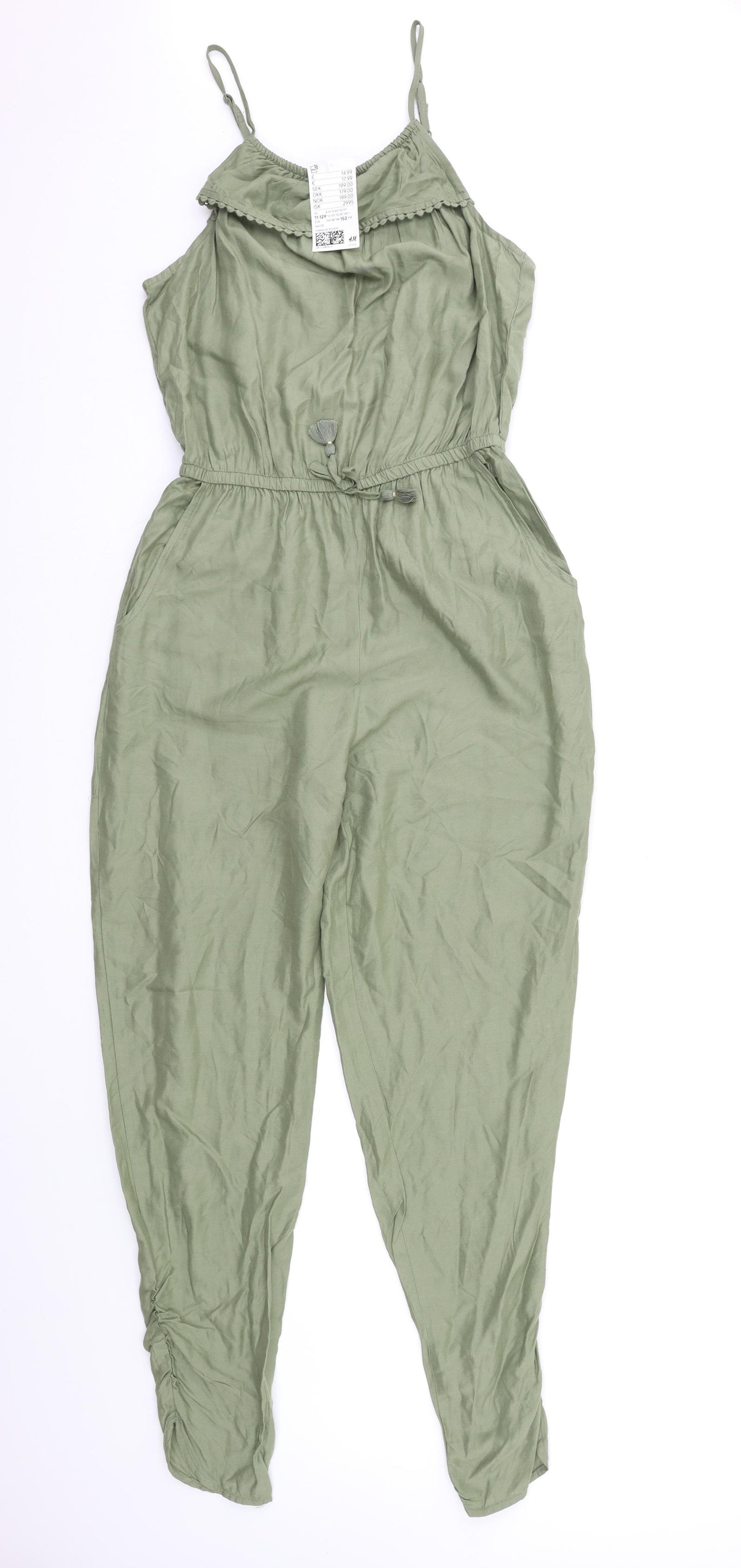 H&M Girls Green   Playsuit One-Piece Size 11-12 Years