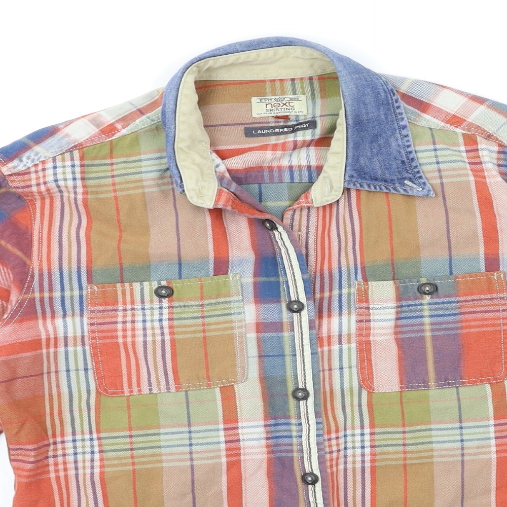 NEXT Mens Orange Check   Button-Up Size M