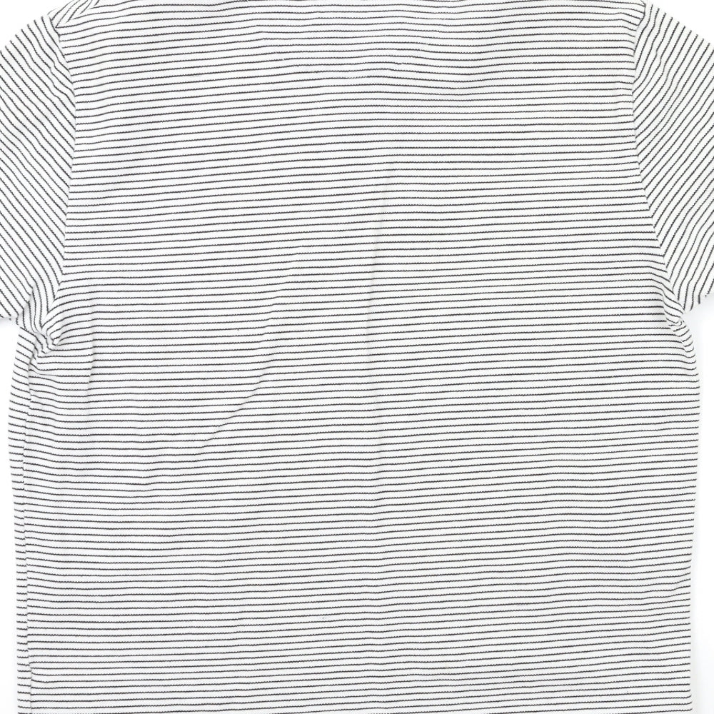 NEXT Mens White Striped   Polo Size L