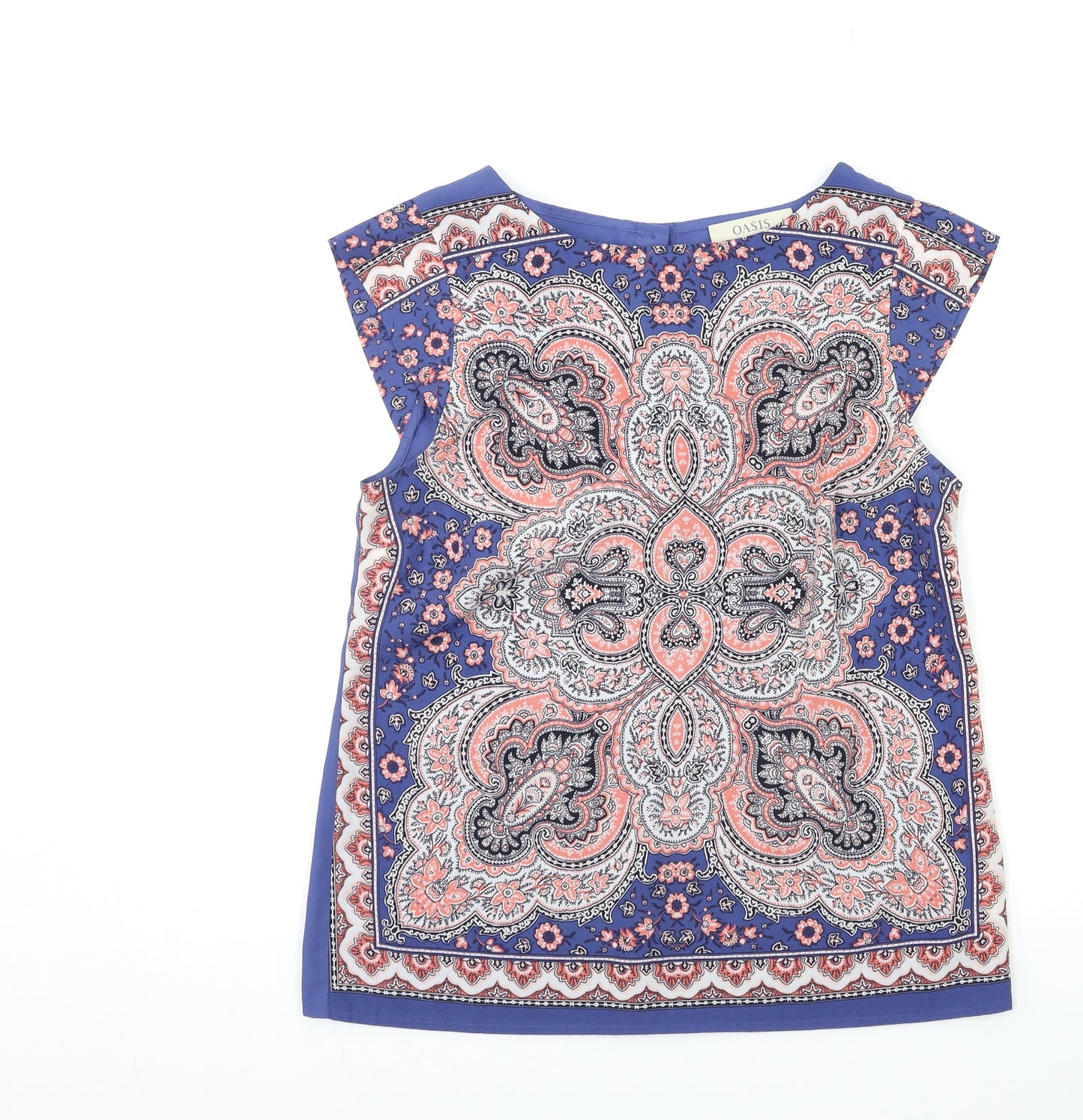 Oasis Womens Blue Paisley  Basic Blouse Size 8