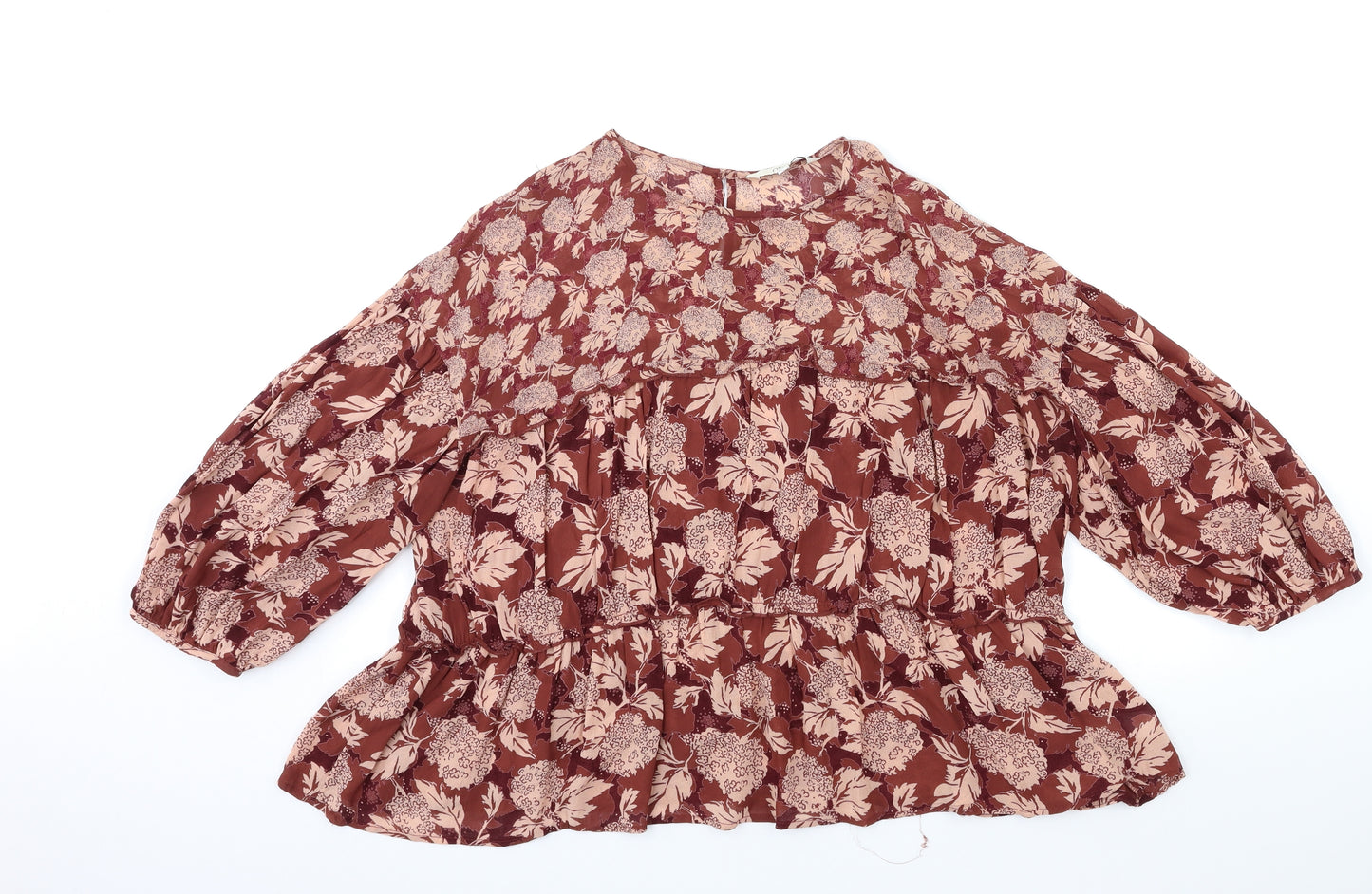 NEXT Womens Brown Floral  Basic Blouse Size 10