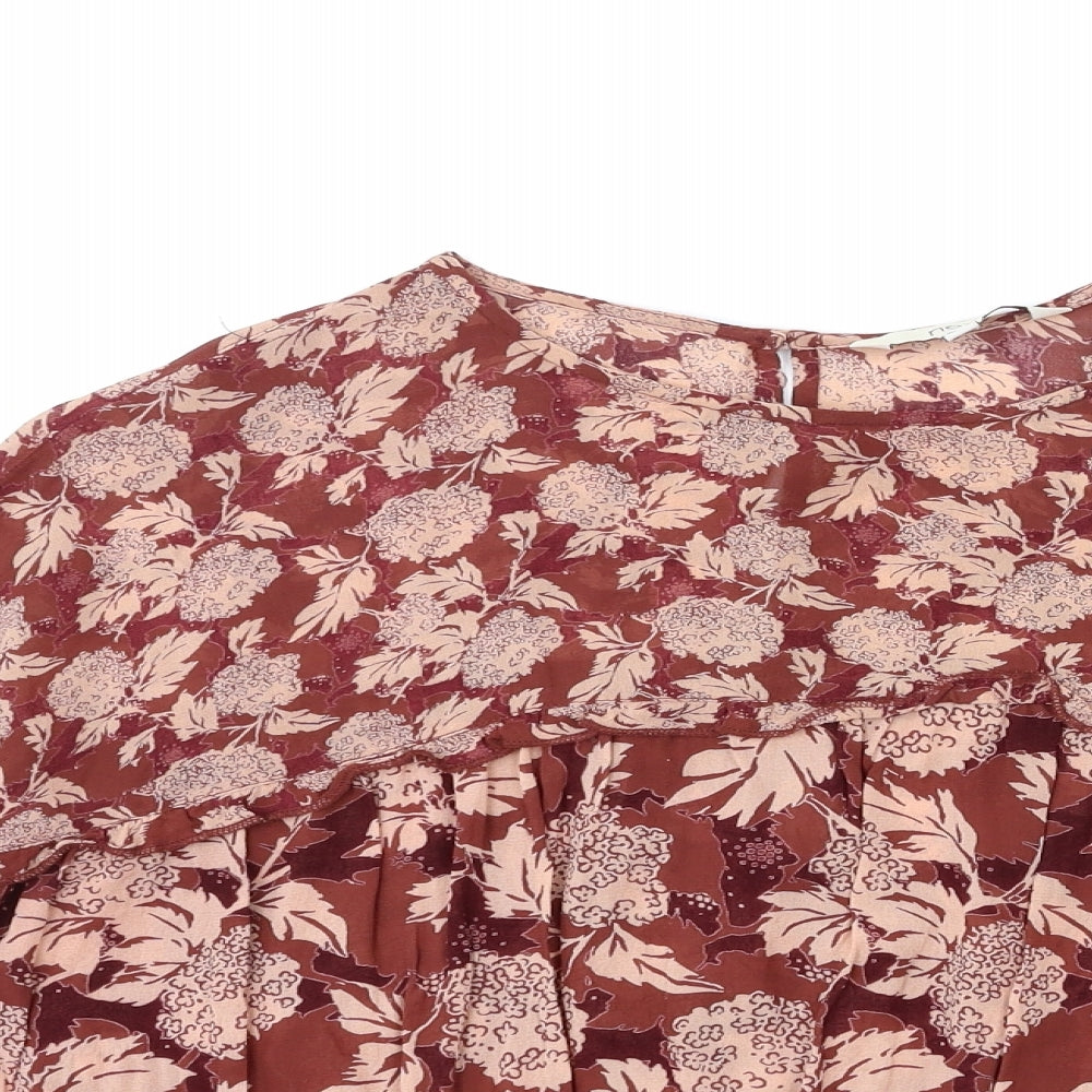 NEXT Womens Brown Floral  Basic Blouse Size 10