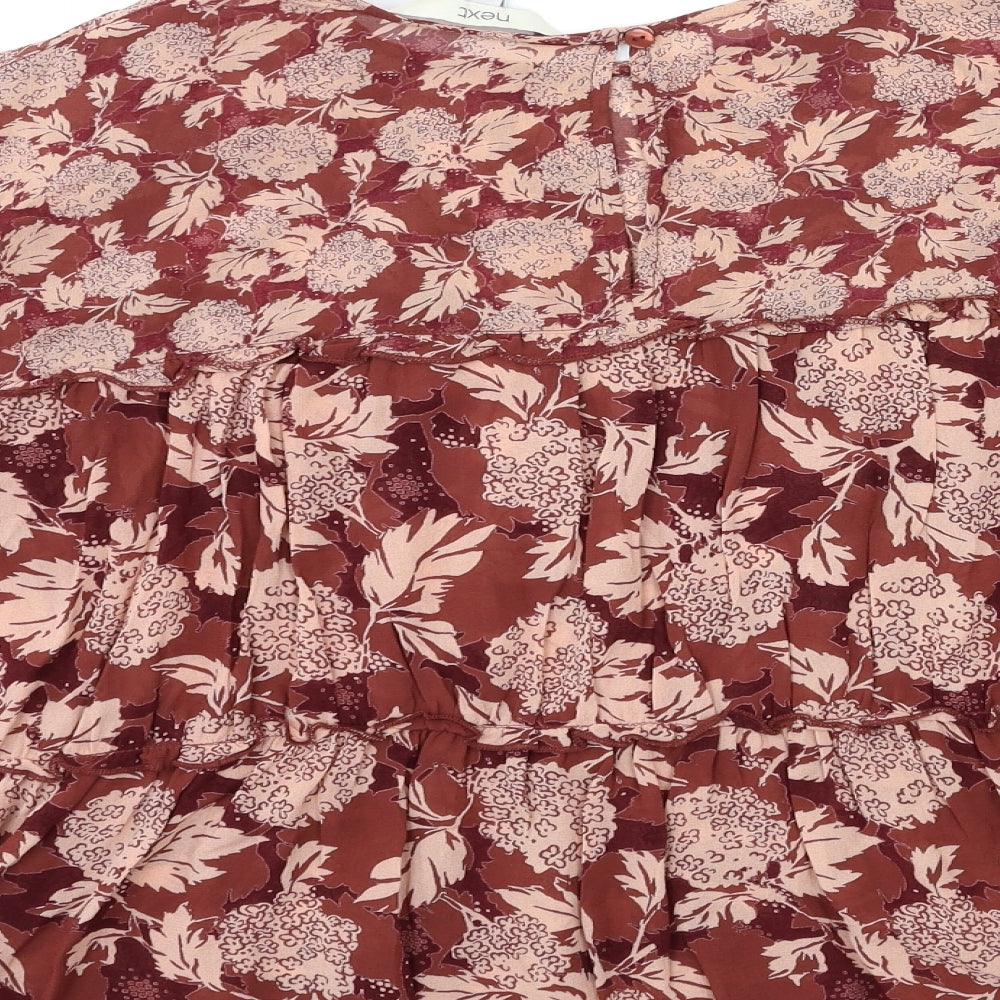 NEXT Womens Brown Floral  Basic Blouse Size 10