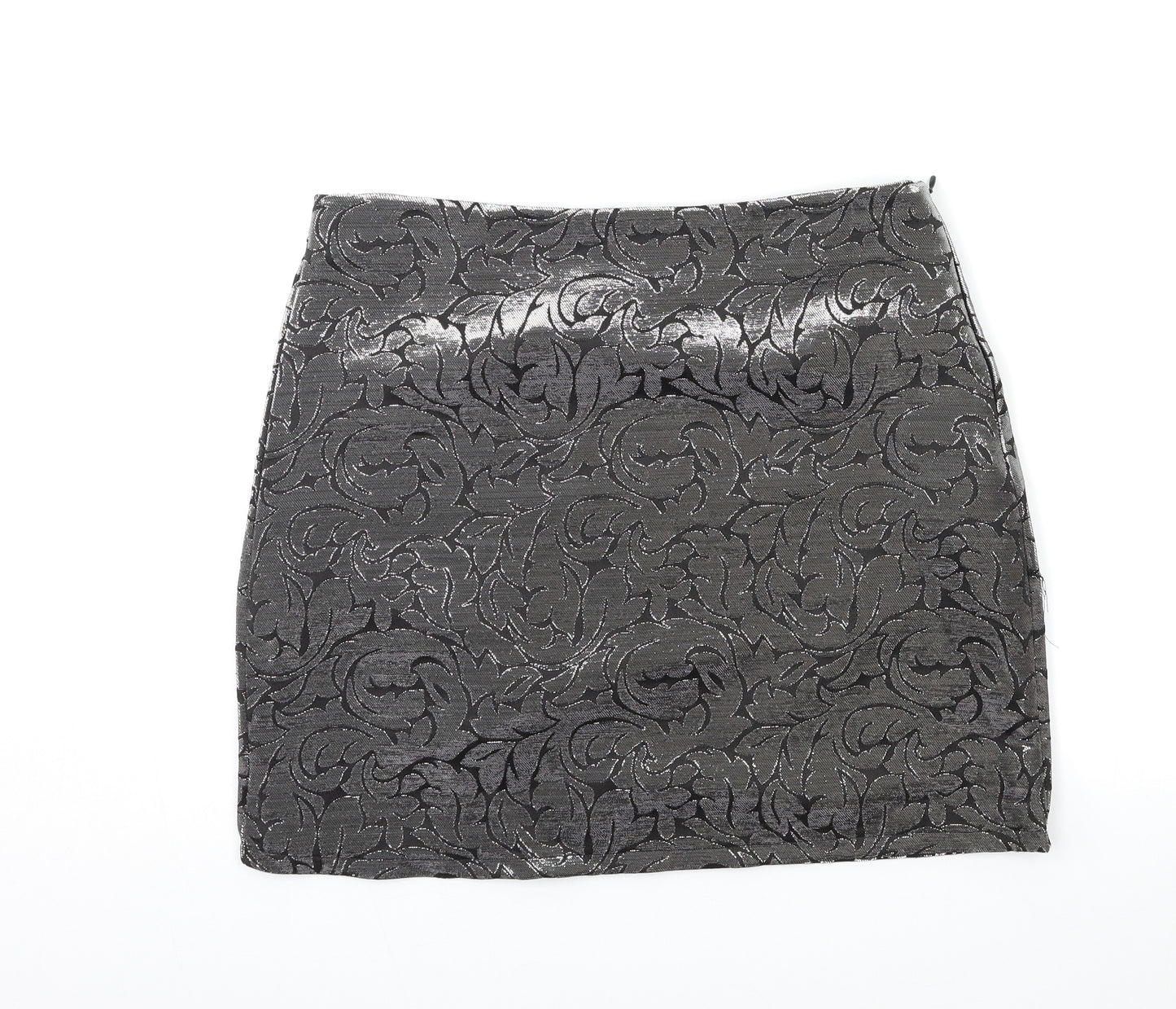 George Womens Silver Floral  Mini Skirt Size 14