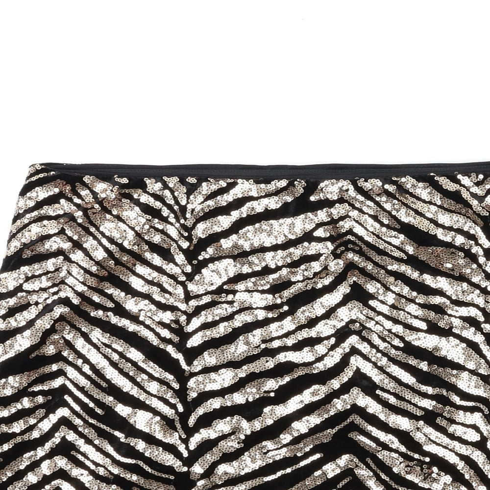 George Womens Black Animal Print  Mini Skirt Size 14