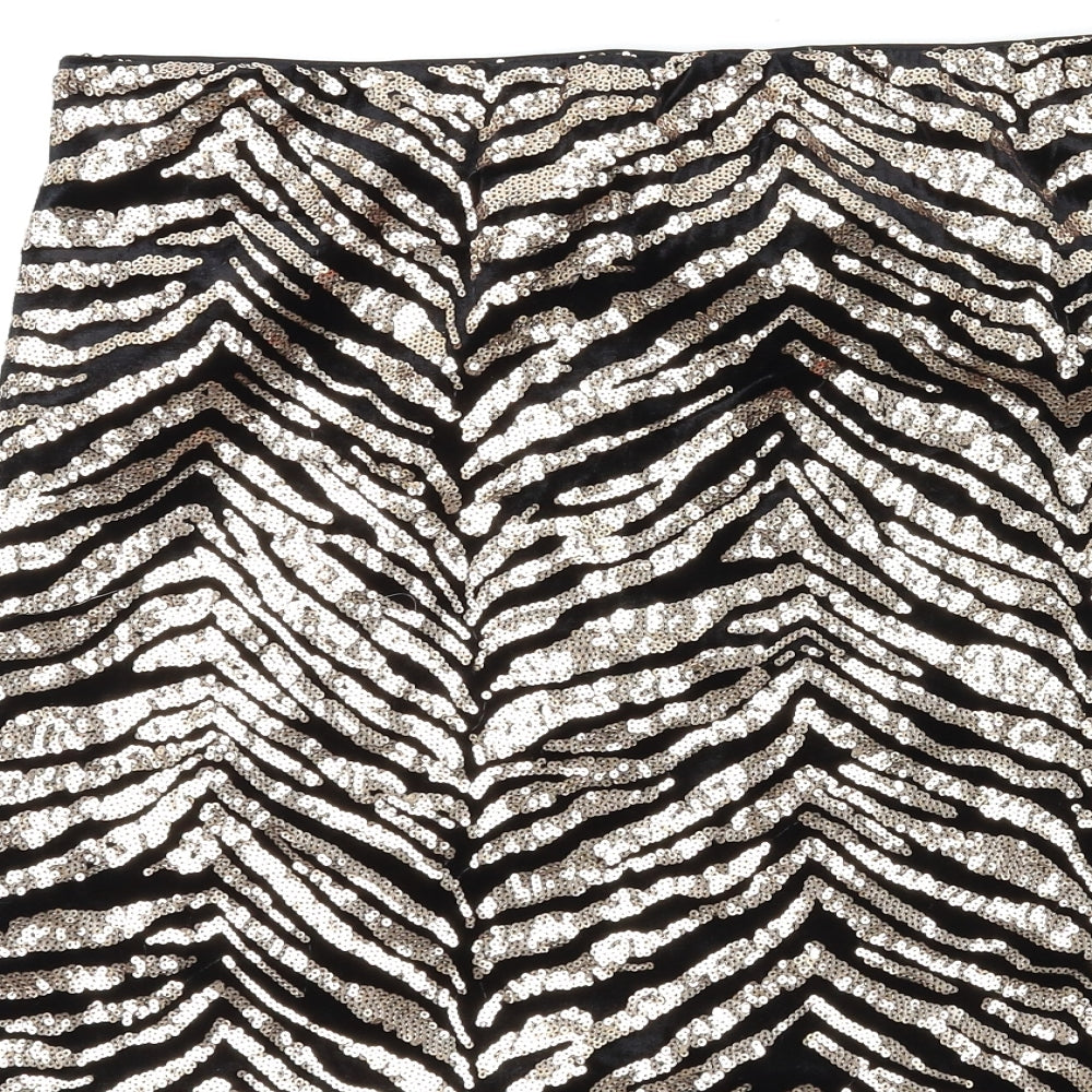 George Womens Black Animal Print  Mini Skirt Size 14