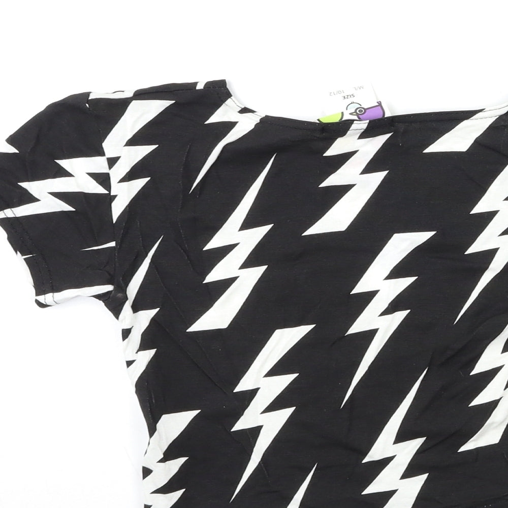 birdy's boutique Womens Black Geometric  Basic T-Shirt Size 10