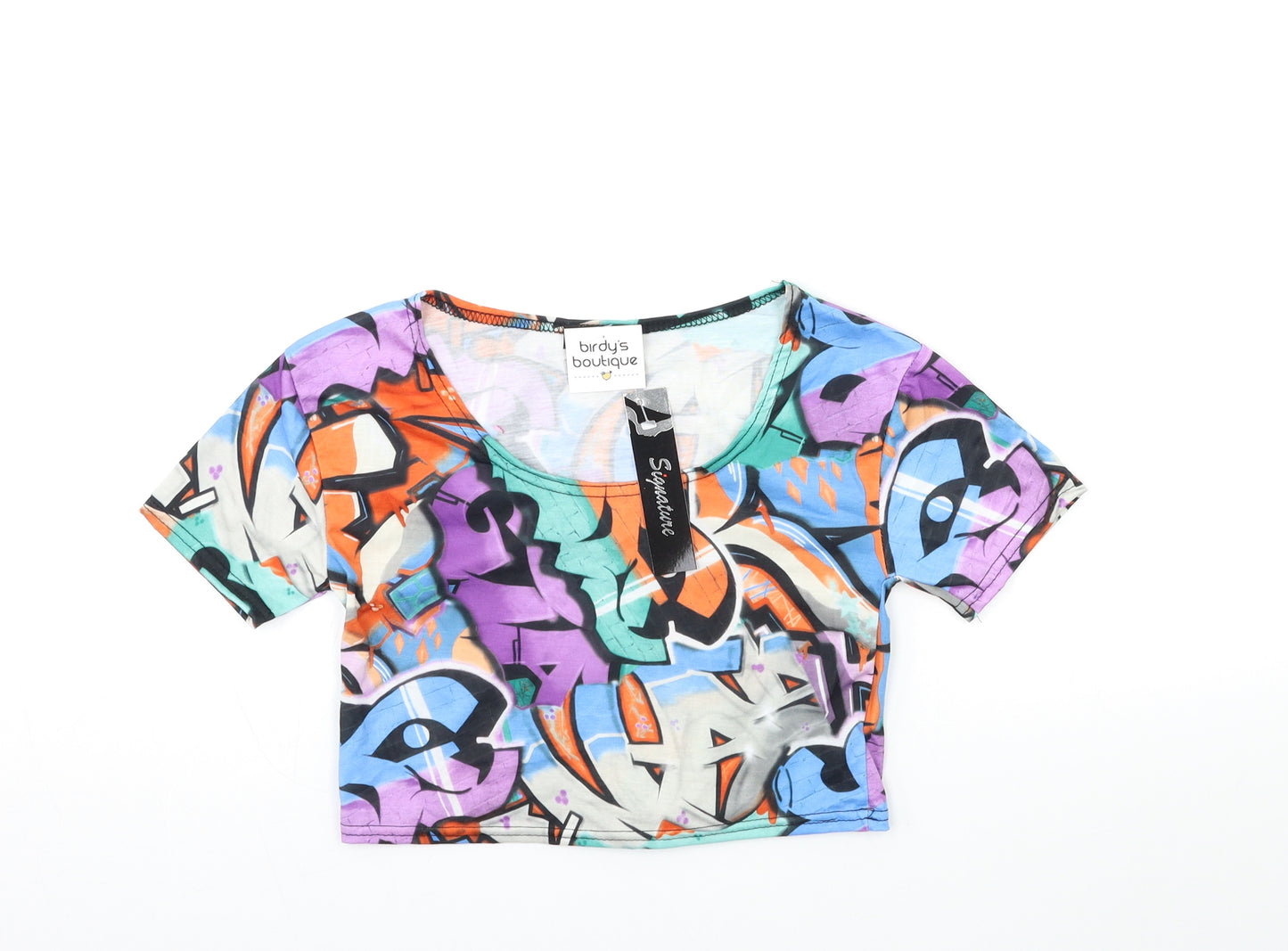 birdy's boutique Womens Pink Geometric  Basic T-Shirt Size S