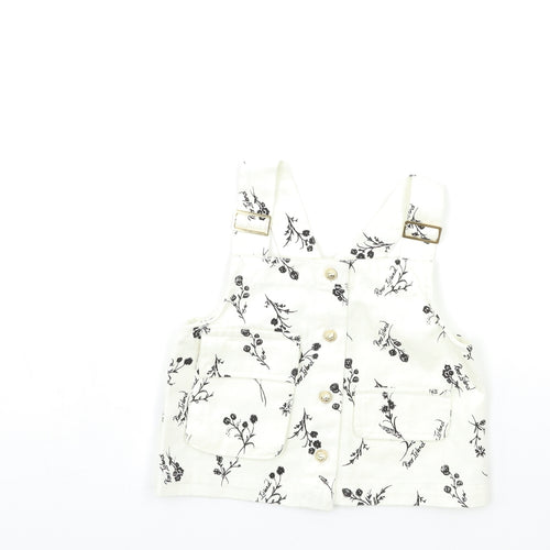 River Island Girls White Floral Denim Basic Tank Size 4-5 Years