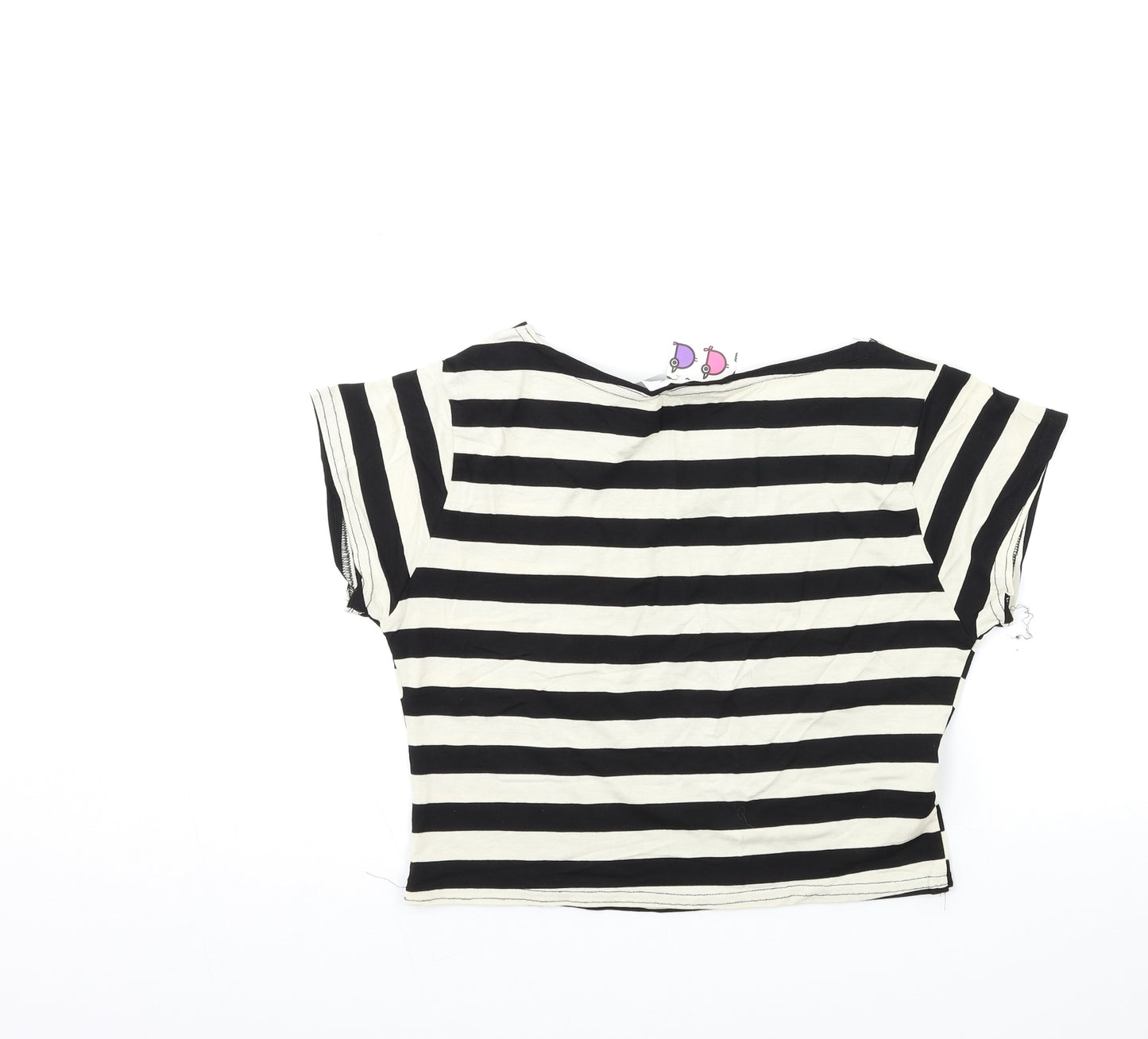birdy's boutique Womens Black Striped  Basic T-Shirt Size M