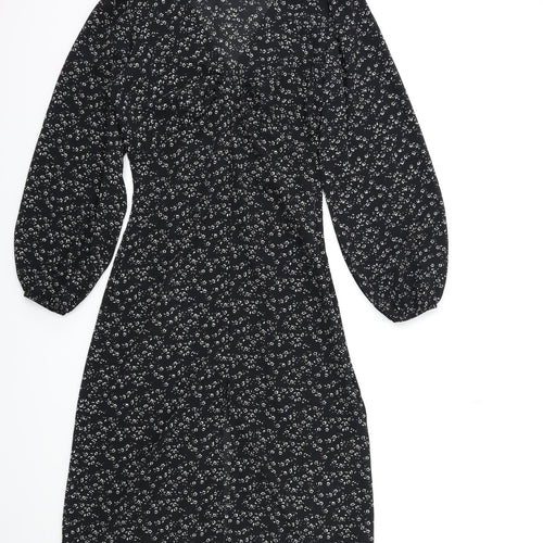 Boohoo Womens Black Floral  Bodycon  Size 10