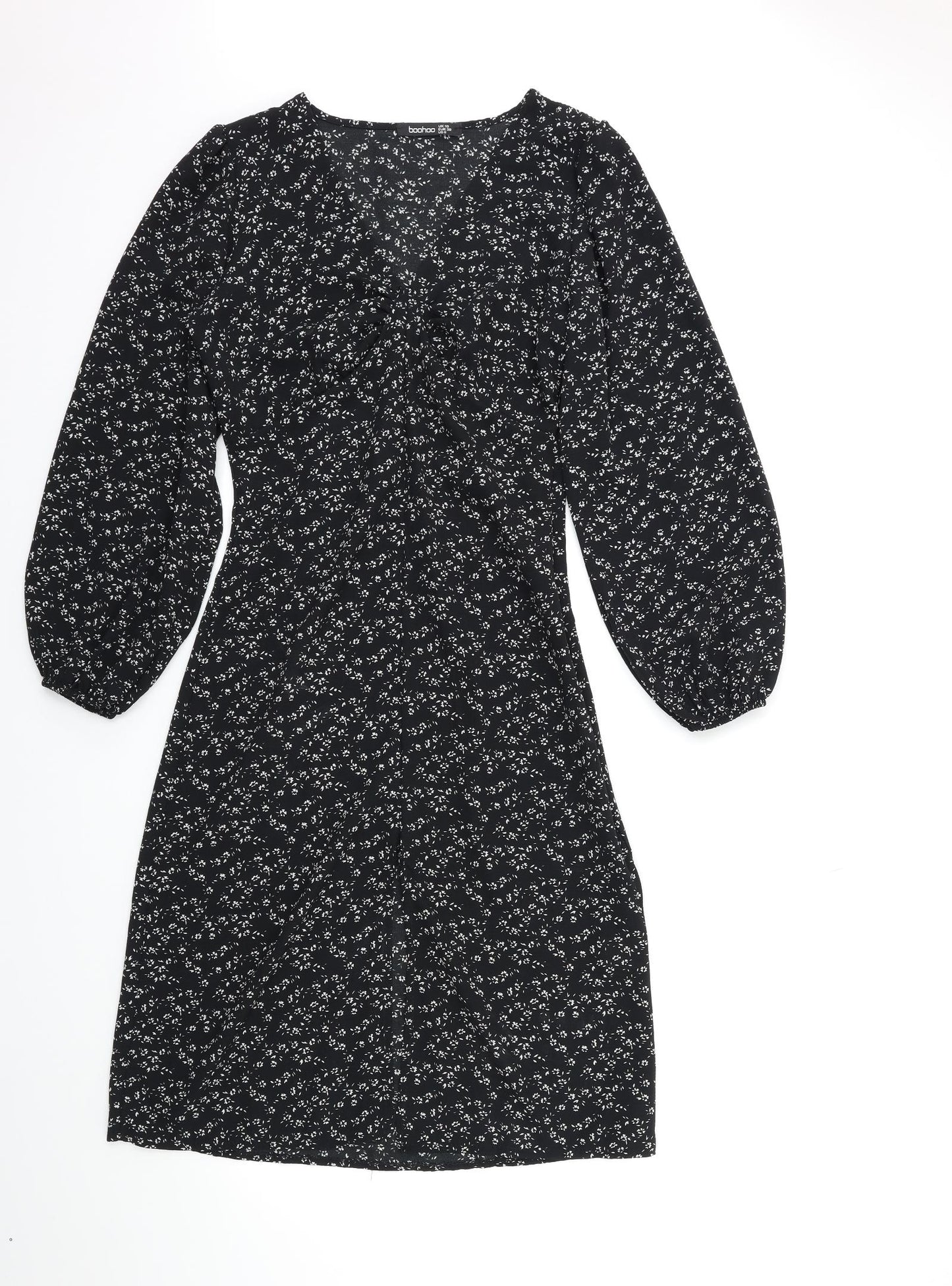 Boohoo Womens Black Floral  Bodycon  Size 10
