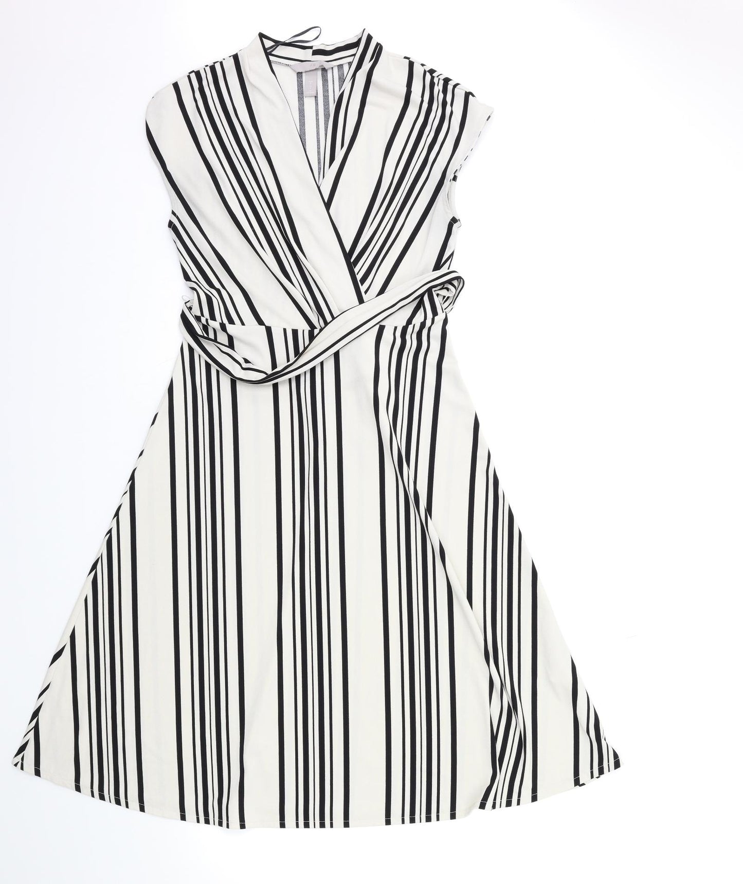 H&M Womens White Striped  Fit & Flare  Size S