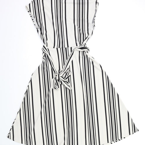 H&M Womens White Striped  Fit & Flare  Size S