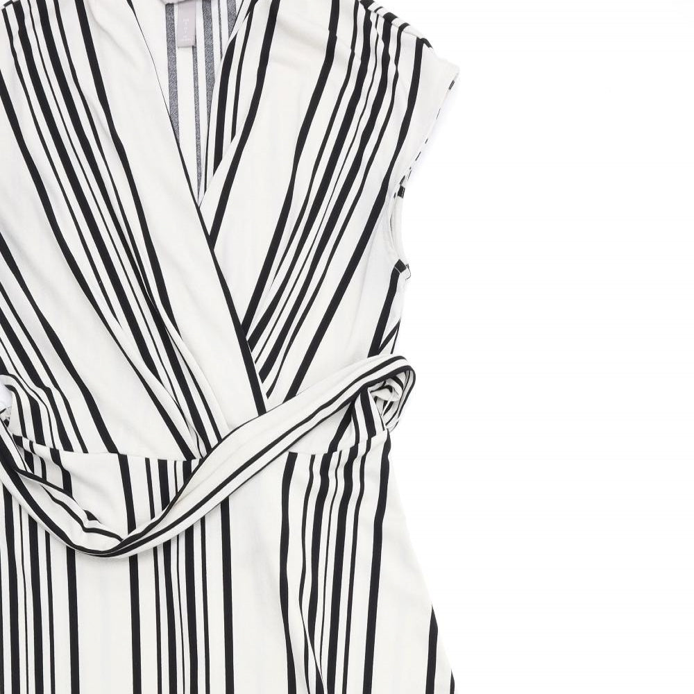 H&M Womens White Striped  Fit & Flare  Size S