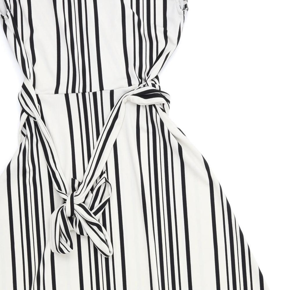 H&M Womens White Striped  Fit & Flare  Size S