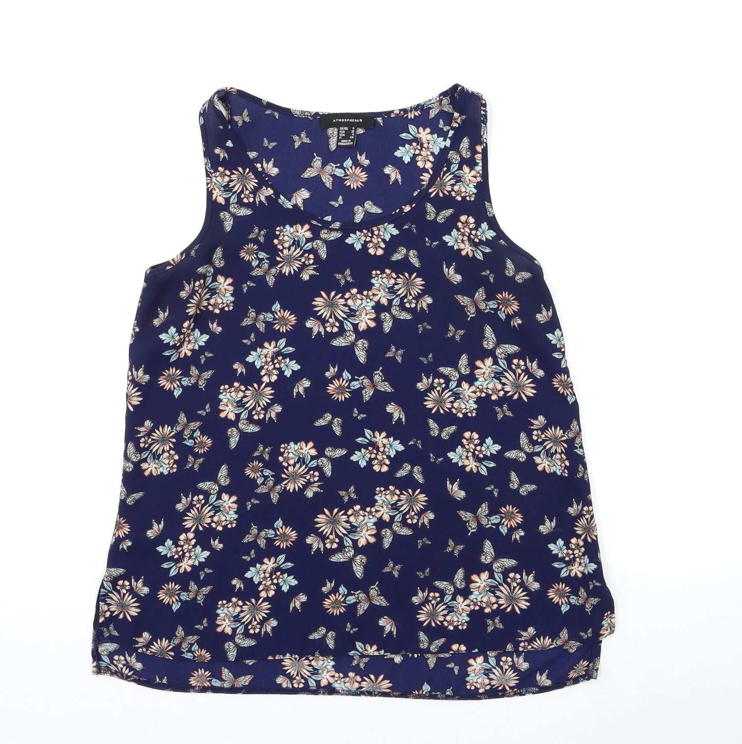 Atmosphere Womens Blue Floral  Basic Tank Size 6