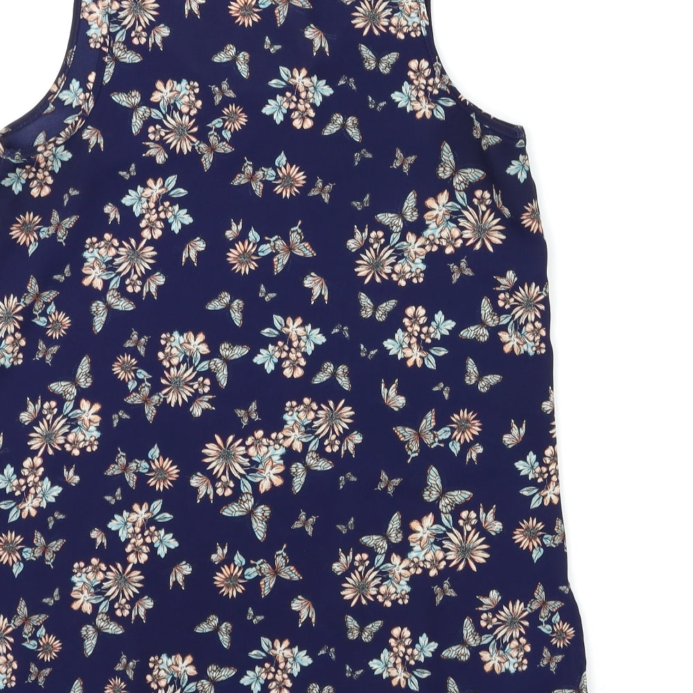 Atmosphere Womens Blue Floral  Basic Tank Size 6