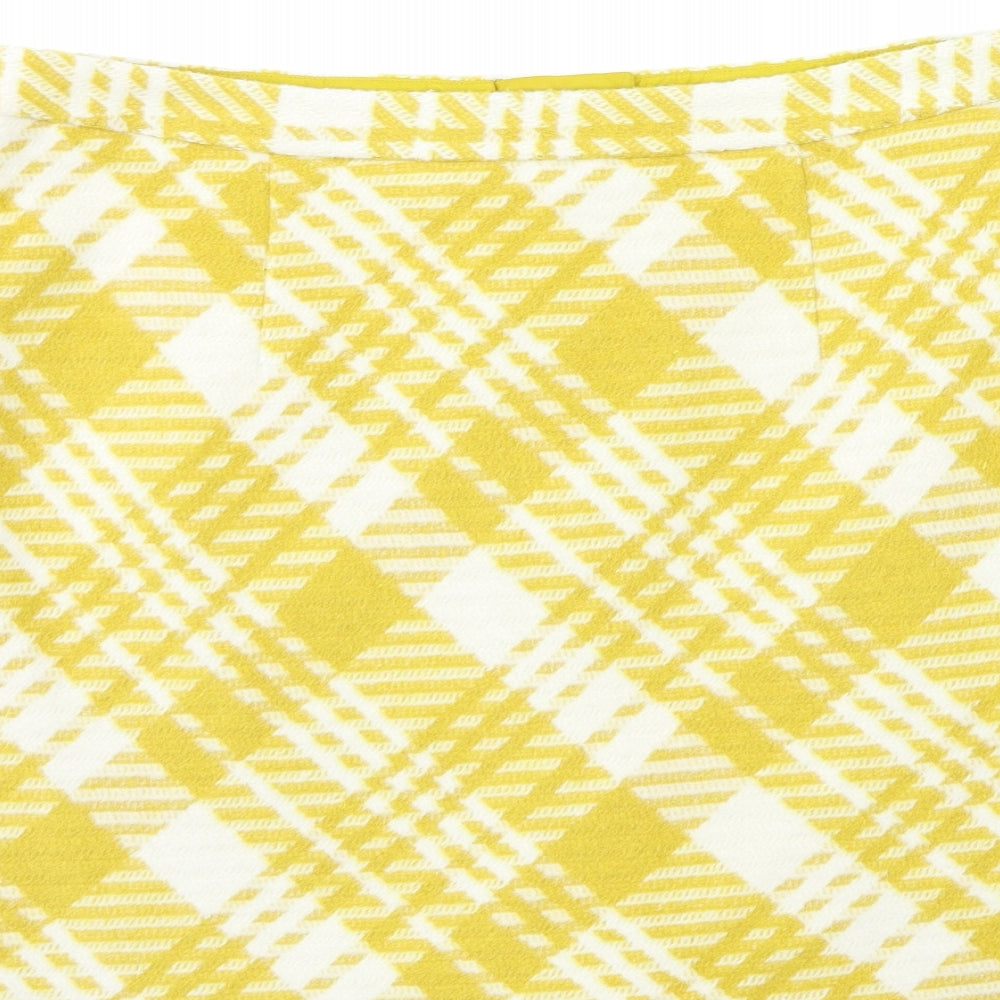 George Womens Yellow Houndstooth  Mini Skirt Size 36 in
