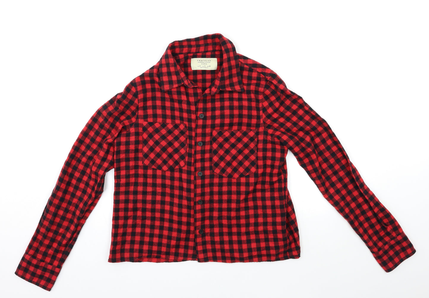 Zara Womens Red Check  Basic Button-Up Size S