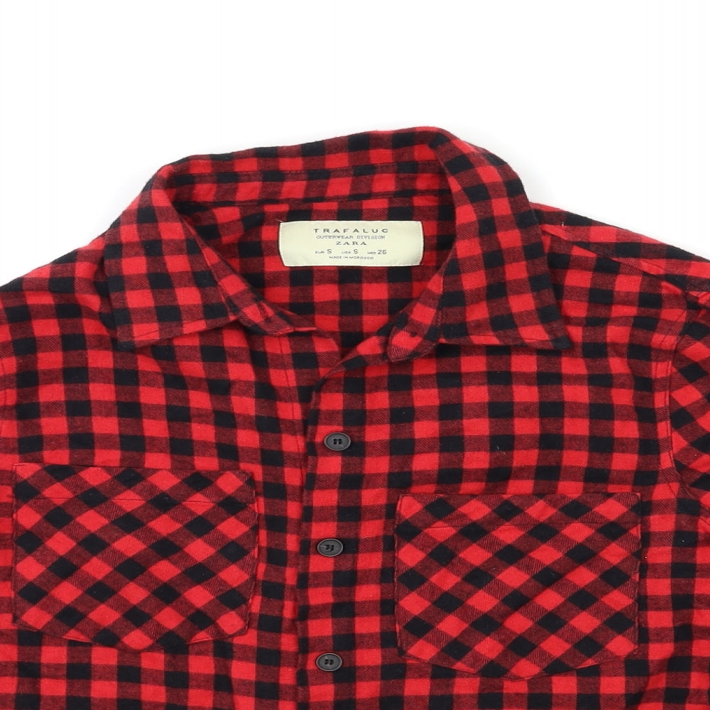 Zara Womens Red Check  Basic Button-Up Size S