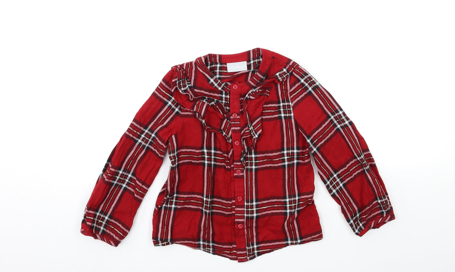Matalan Girls Red Check  Basic Blouse Size 6 Years