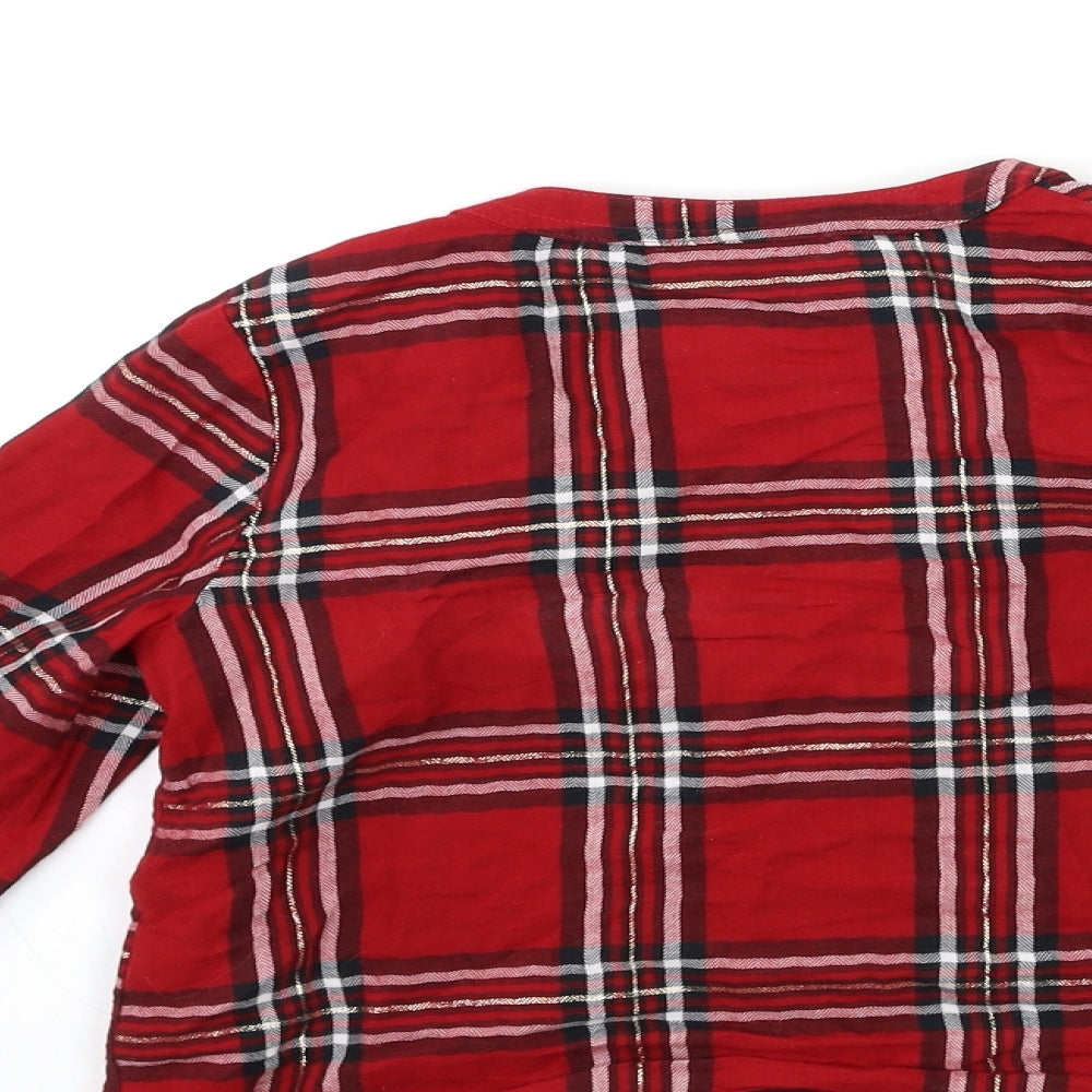 Matalan Girls Red Check  Basic Blouse Size 6 Years